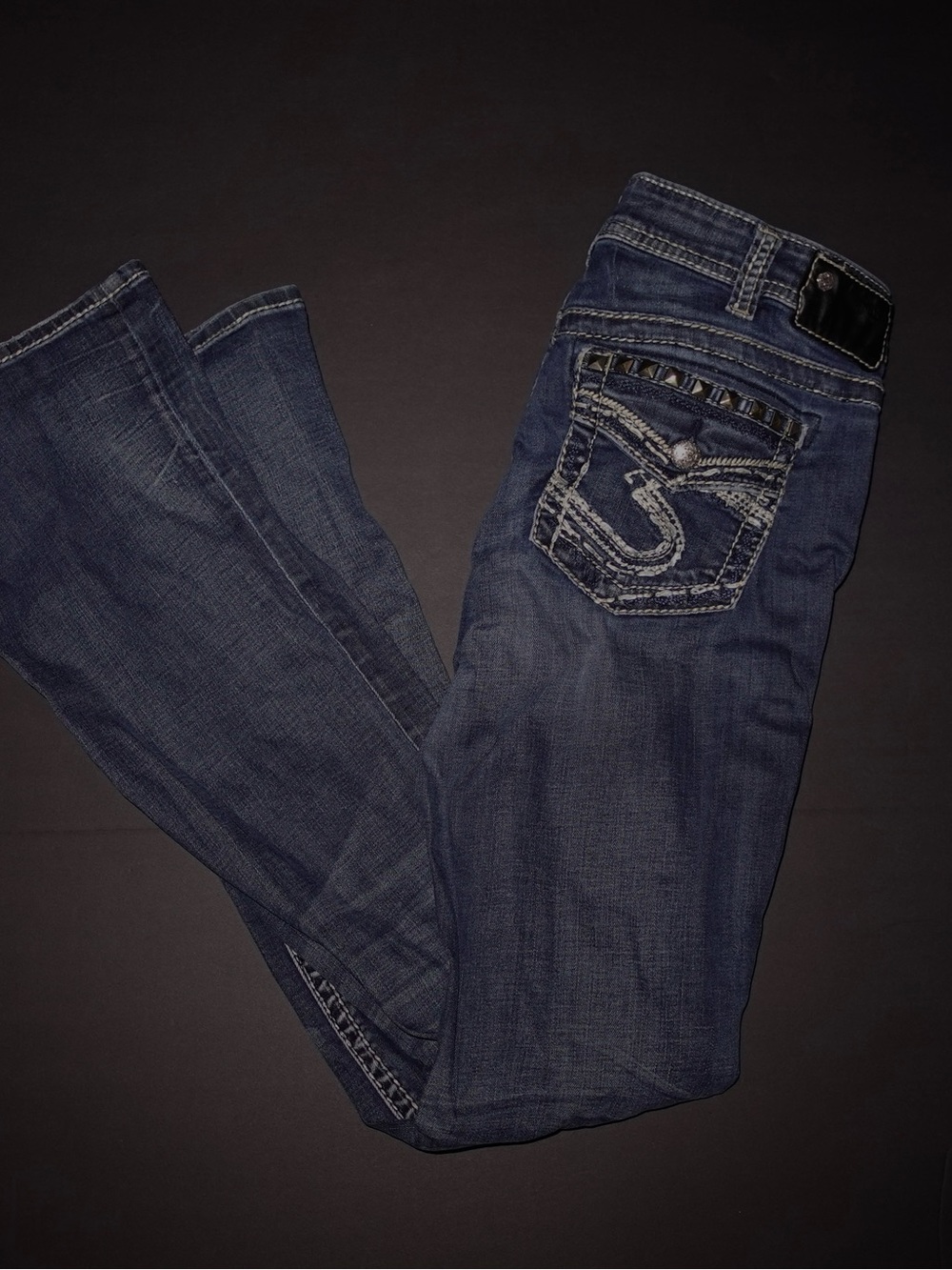 Y2K low rise bootcut jeans with rhinestones and studs